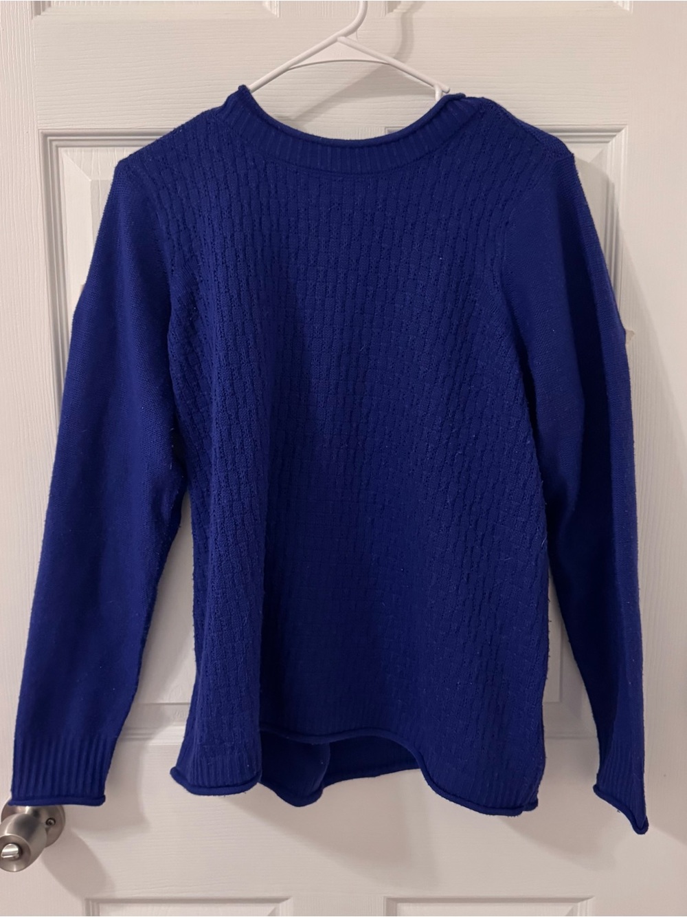LOGO Royal Blue Cable-Knit Crewneck Sweater